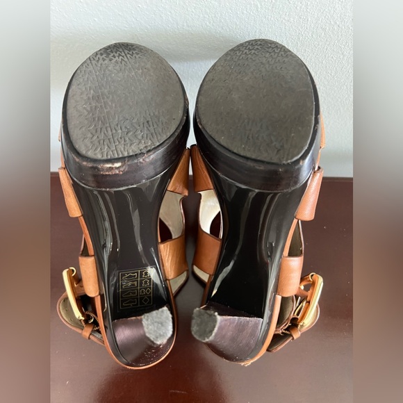 Michael Kors Carla Platform Luggage color Leather Size 7M - Picture 7 of 14